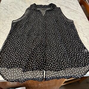 Lane Bryant Black White Polka Dot Sleeveless Button Front Shirt Top Plus Size 18